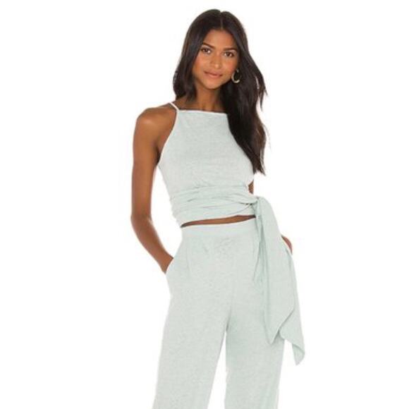 Free People Beach Boho Mineral Bath Nikki Crop Side Tie Tank Top ONLY NWT Size L - Picture 1 of 11